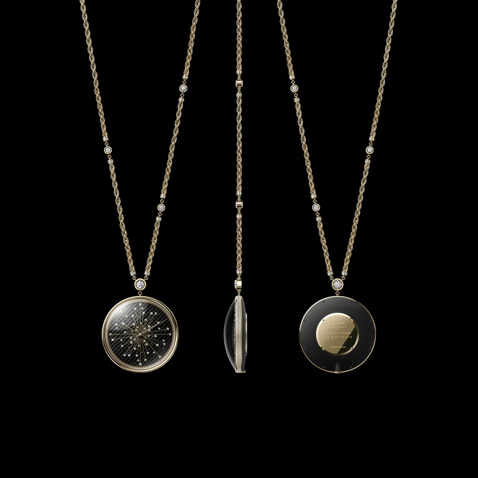 Pincushion long necklace watch by Chanel