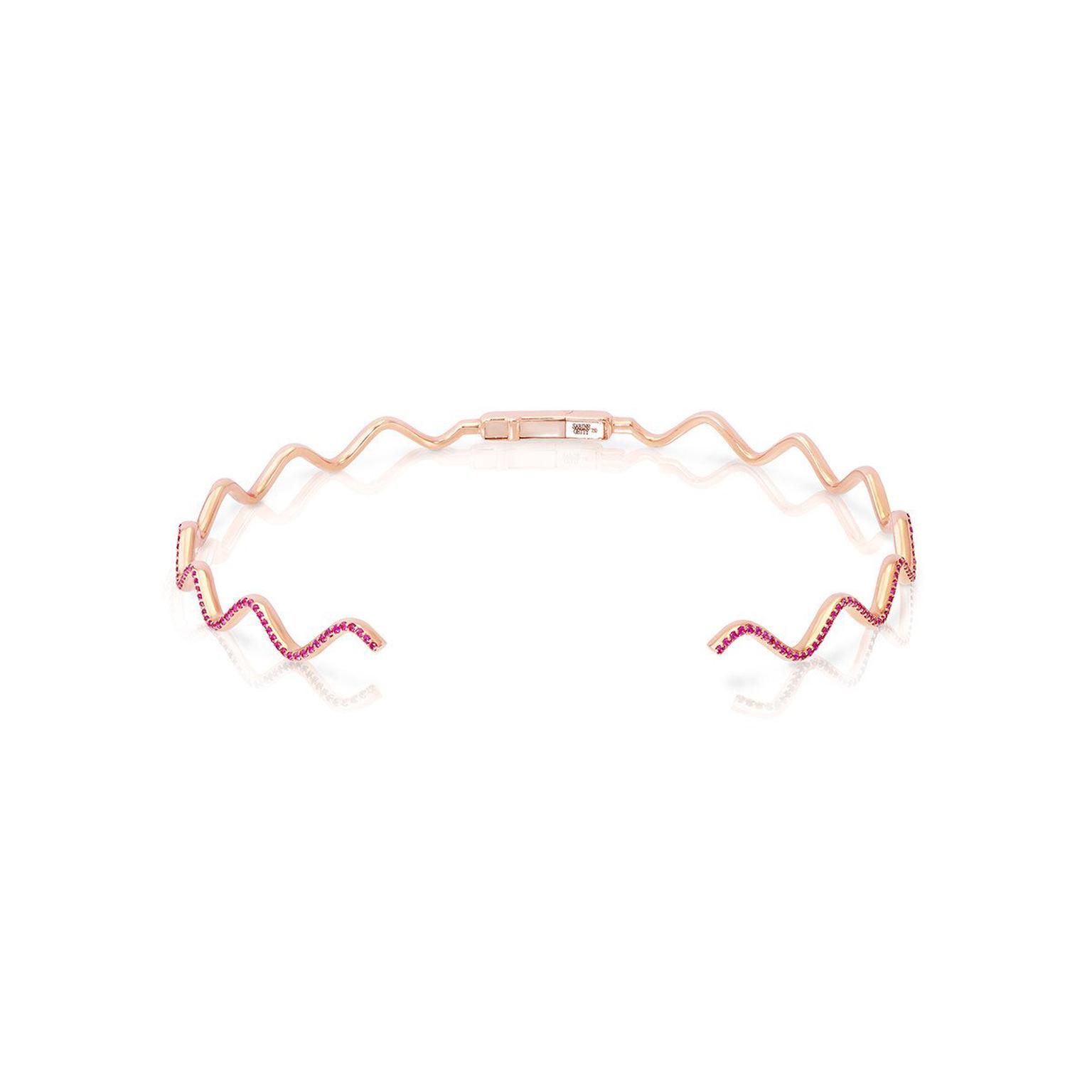 Sabine Getty Baby Memphis pink sapphire Wave choker in pink gold